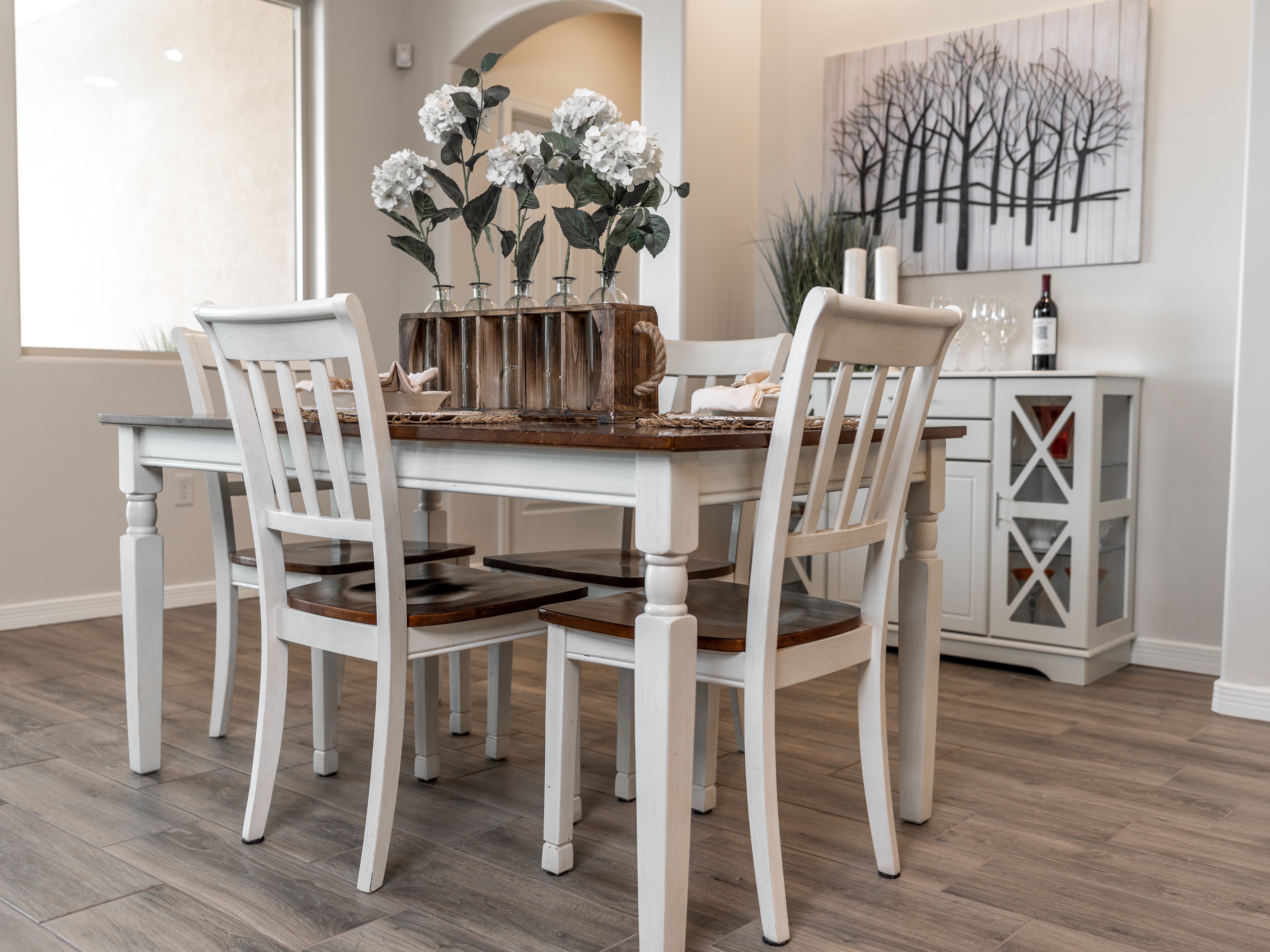 Solid Wood Dining Set with Table and Four Chairs