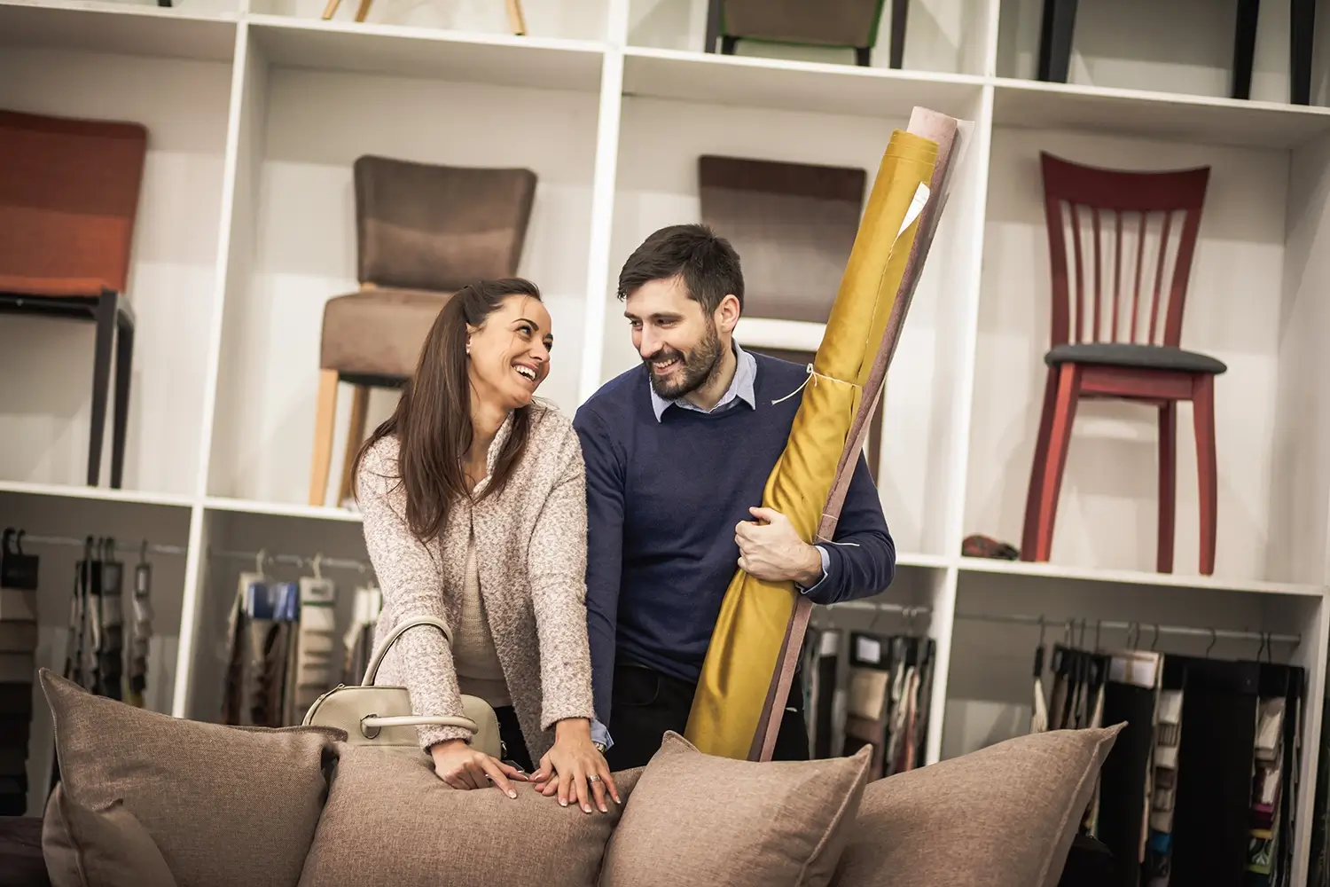 Couple shopping for furniture