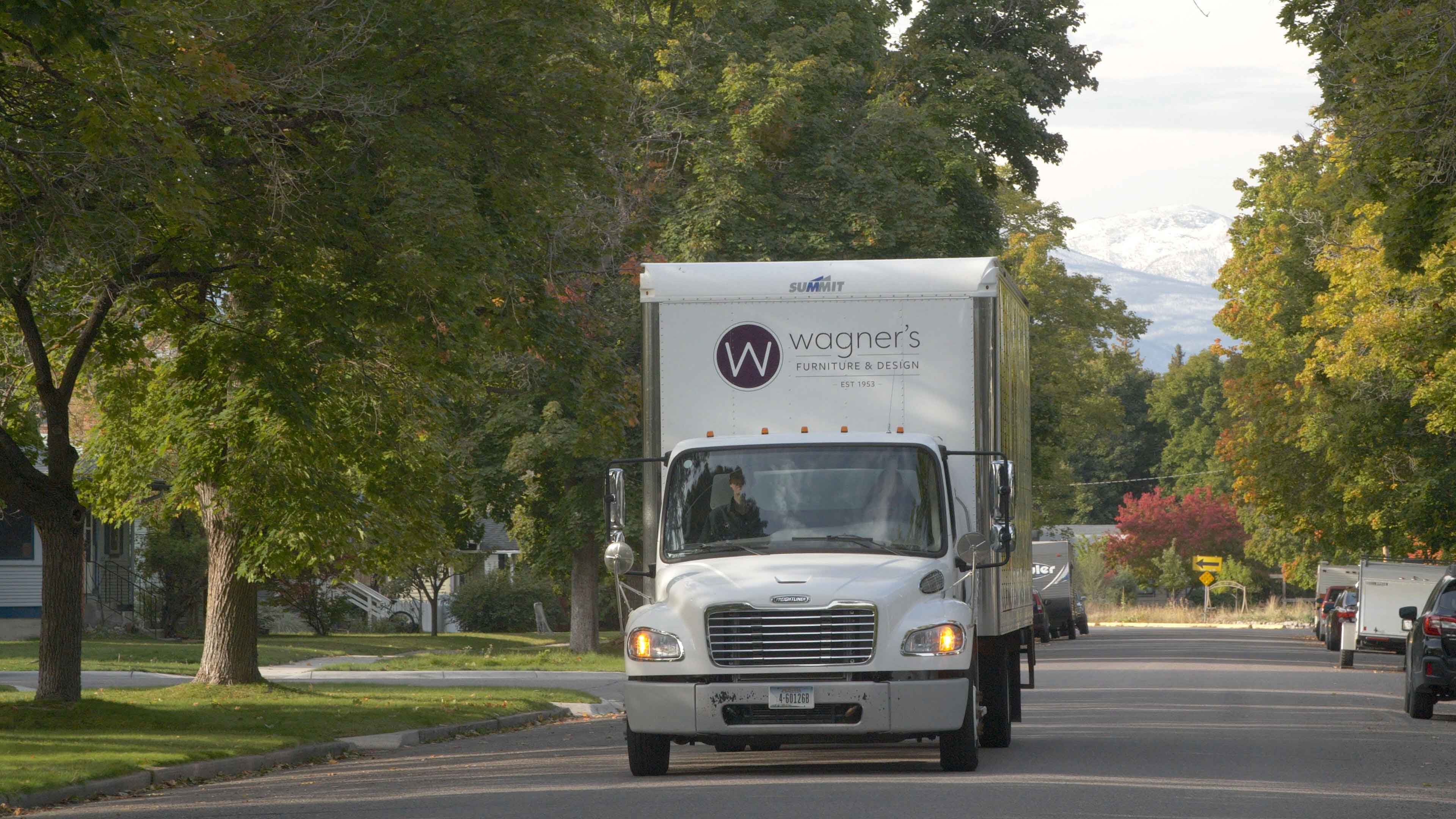 Wagner's truck driving down suburban street